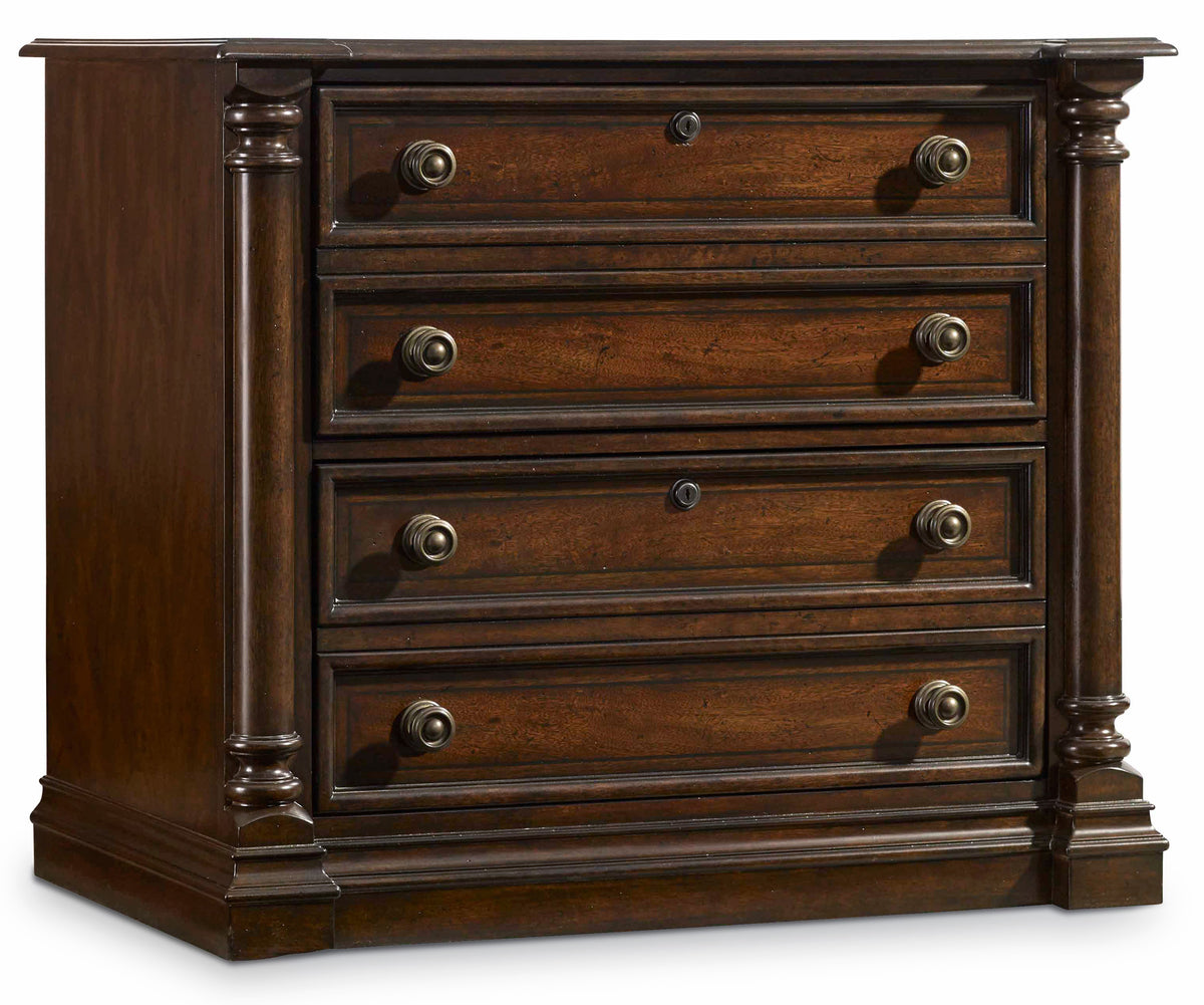 a wooden dresser with drawers