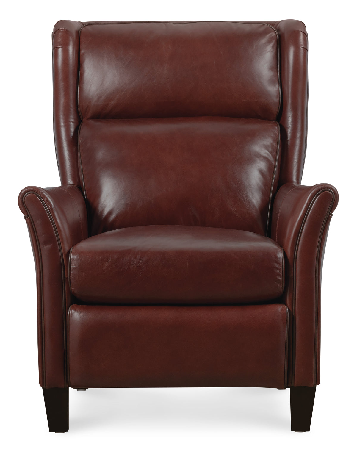 a red leather chair with a white background