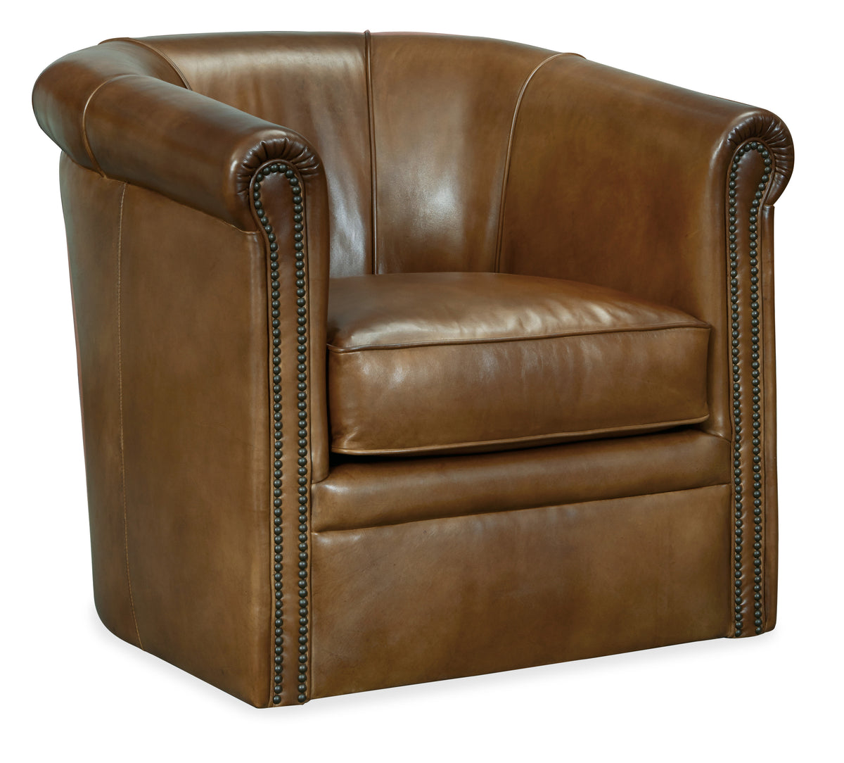 a brown leather chair with a white background