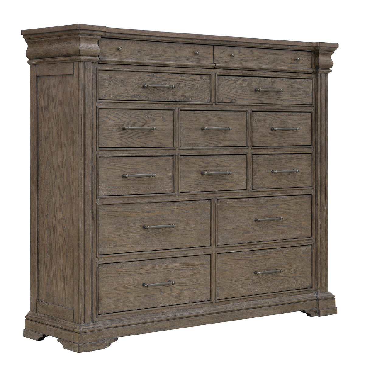 a wooden dresser with drawers