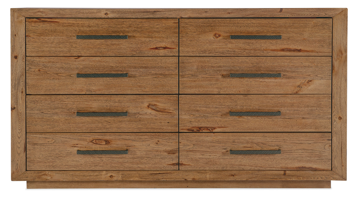 a wooden dresser with drawers