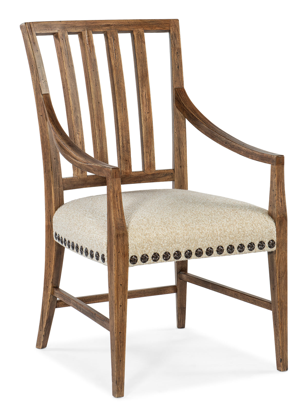 a wooden chair with a white cushion