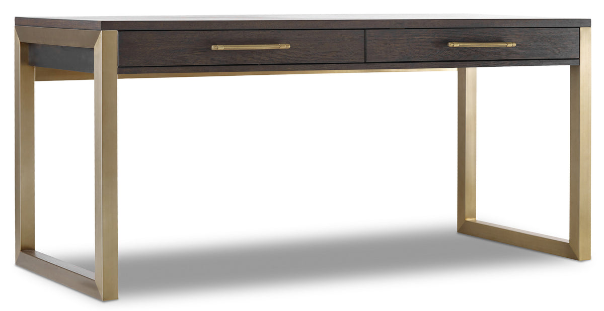 a wooden desk with two drawers