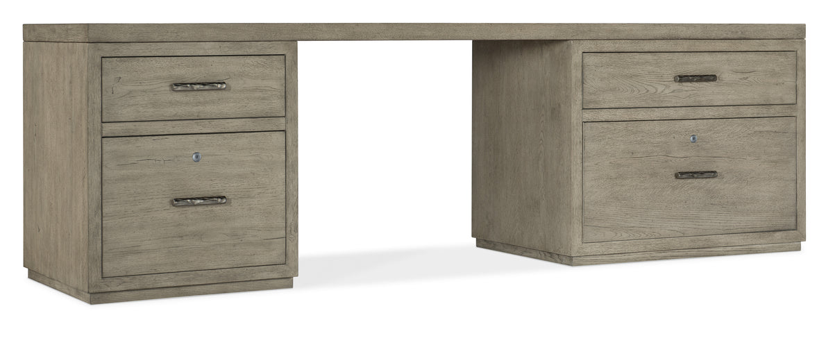 a wooden desk with drawers