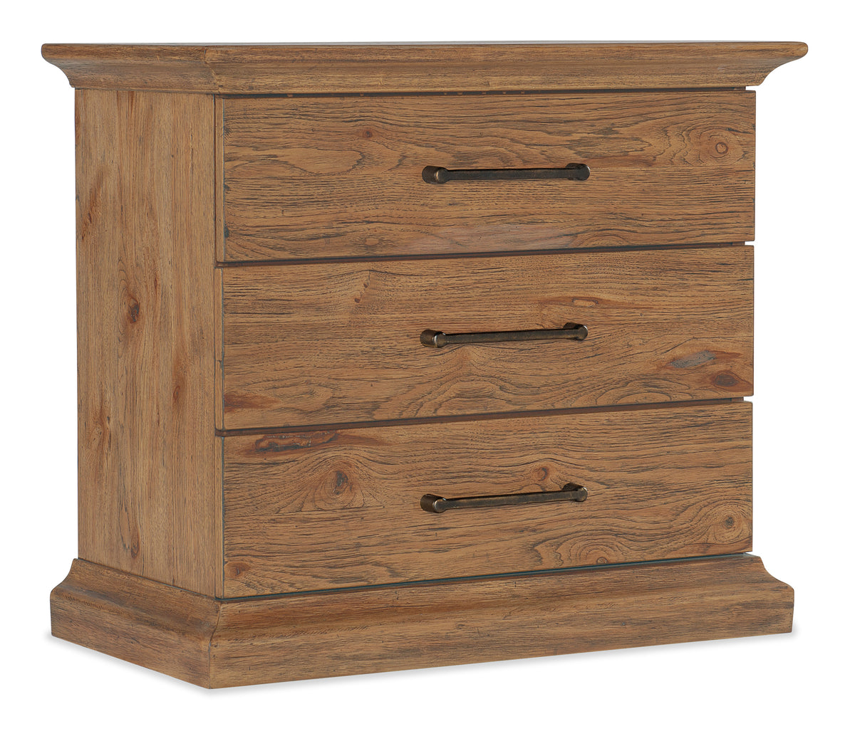 a wooden dresser with three drawers