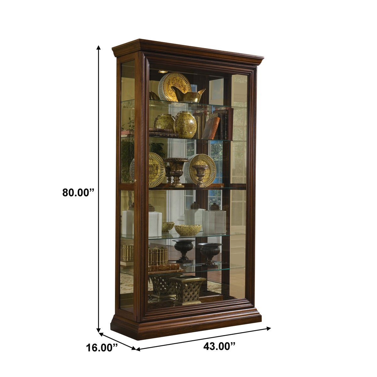 a tall glass cabinet with a height of a display