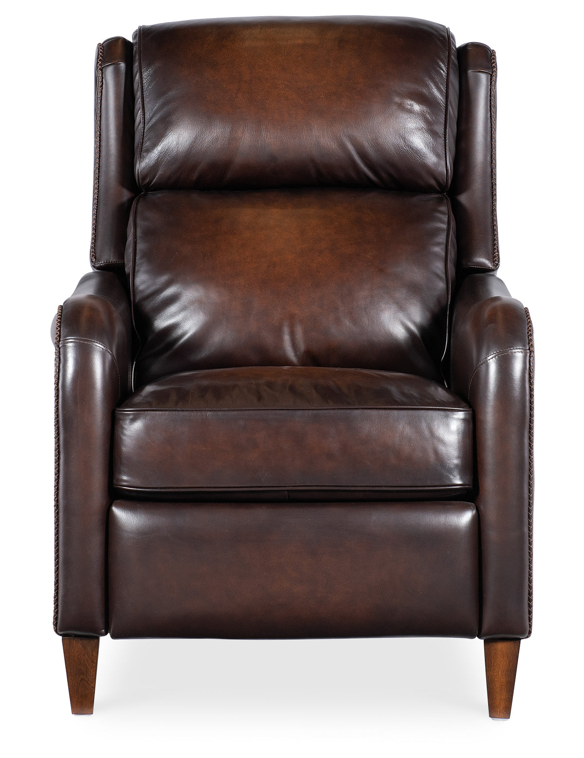 a brown leather recliner chair