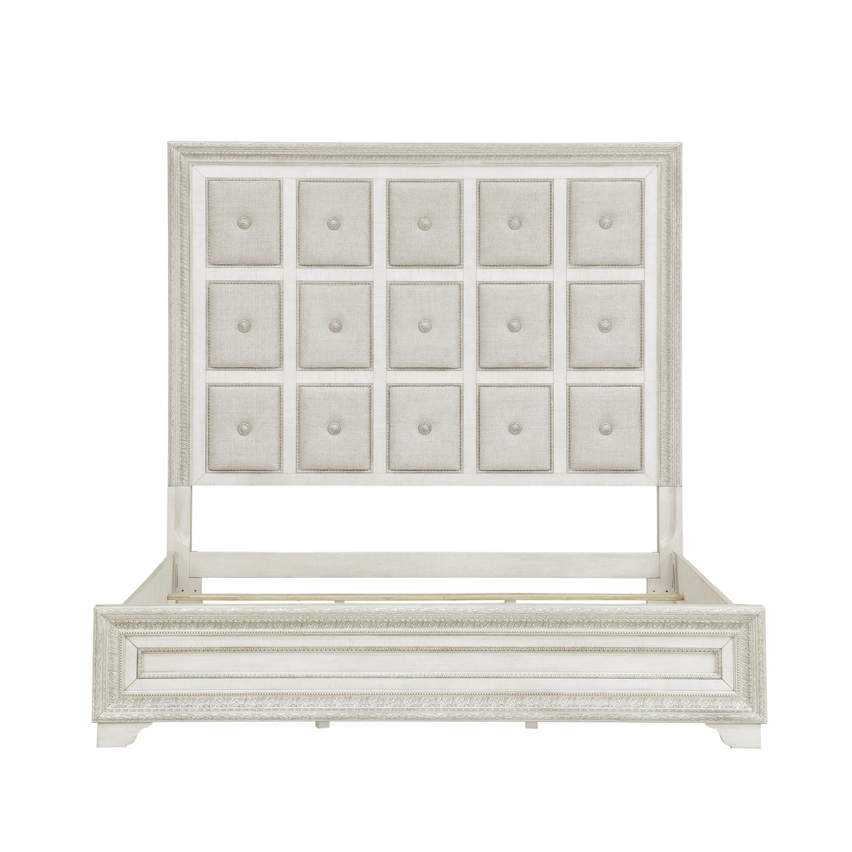 a white bed frame with a white background