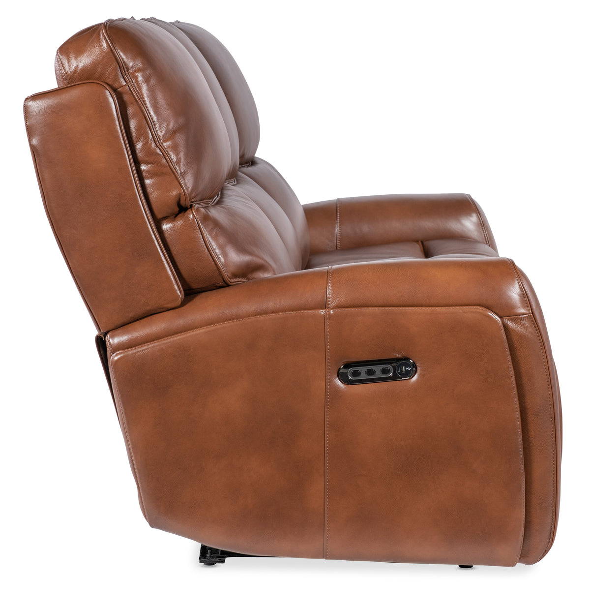 a brown leather recliner chair