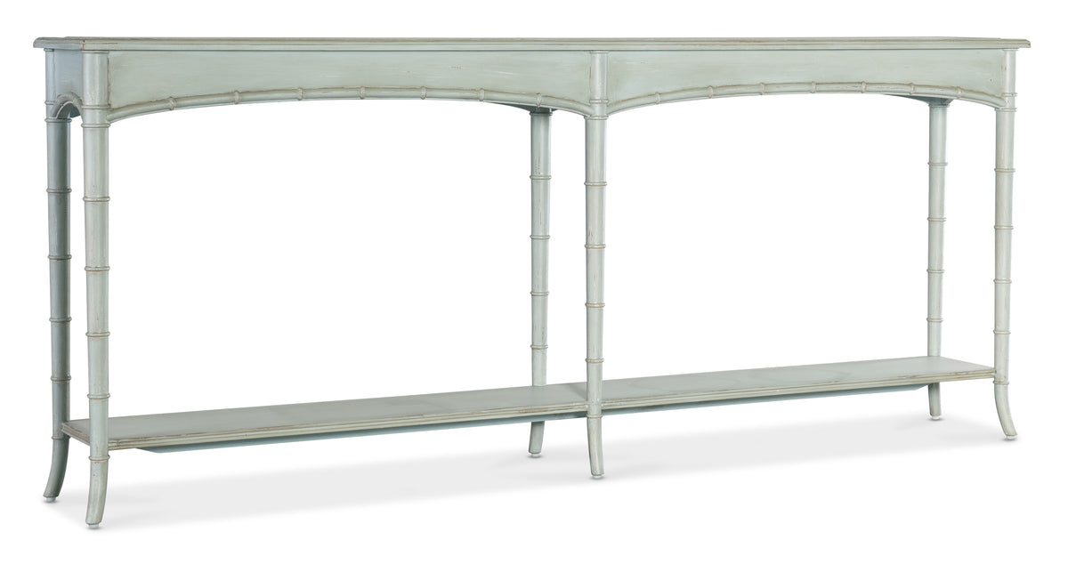 a white table with a shelf