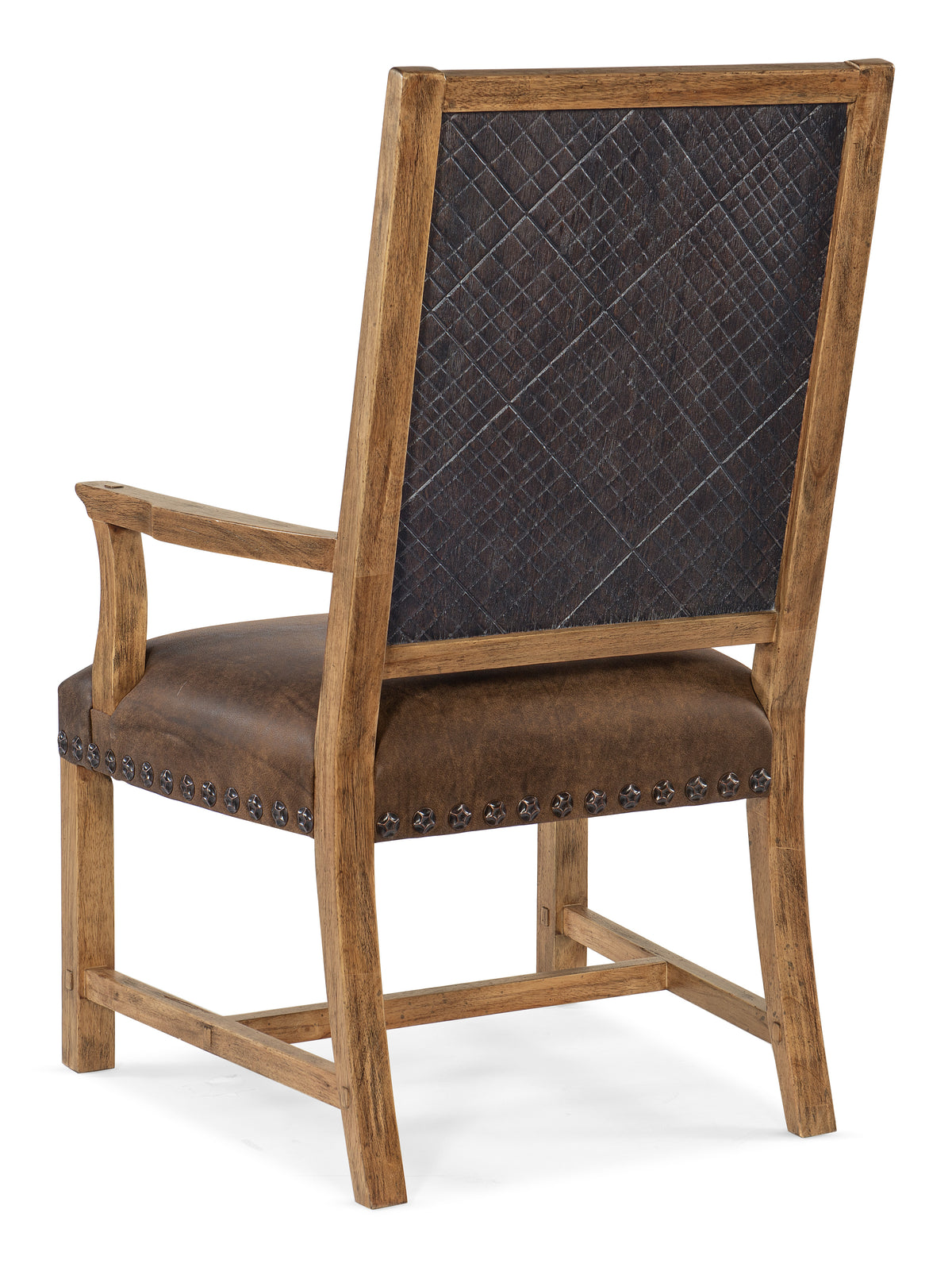 a chair with a leather back