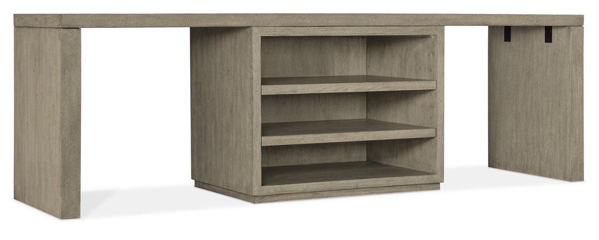 a wooden shelf with a table top