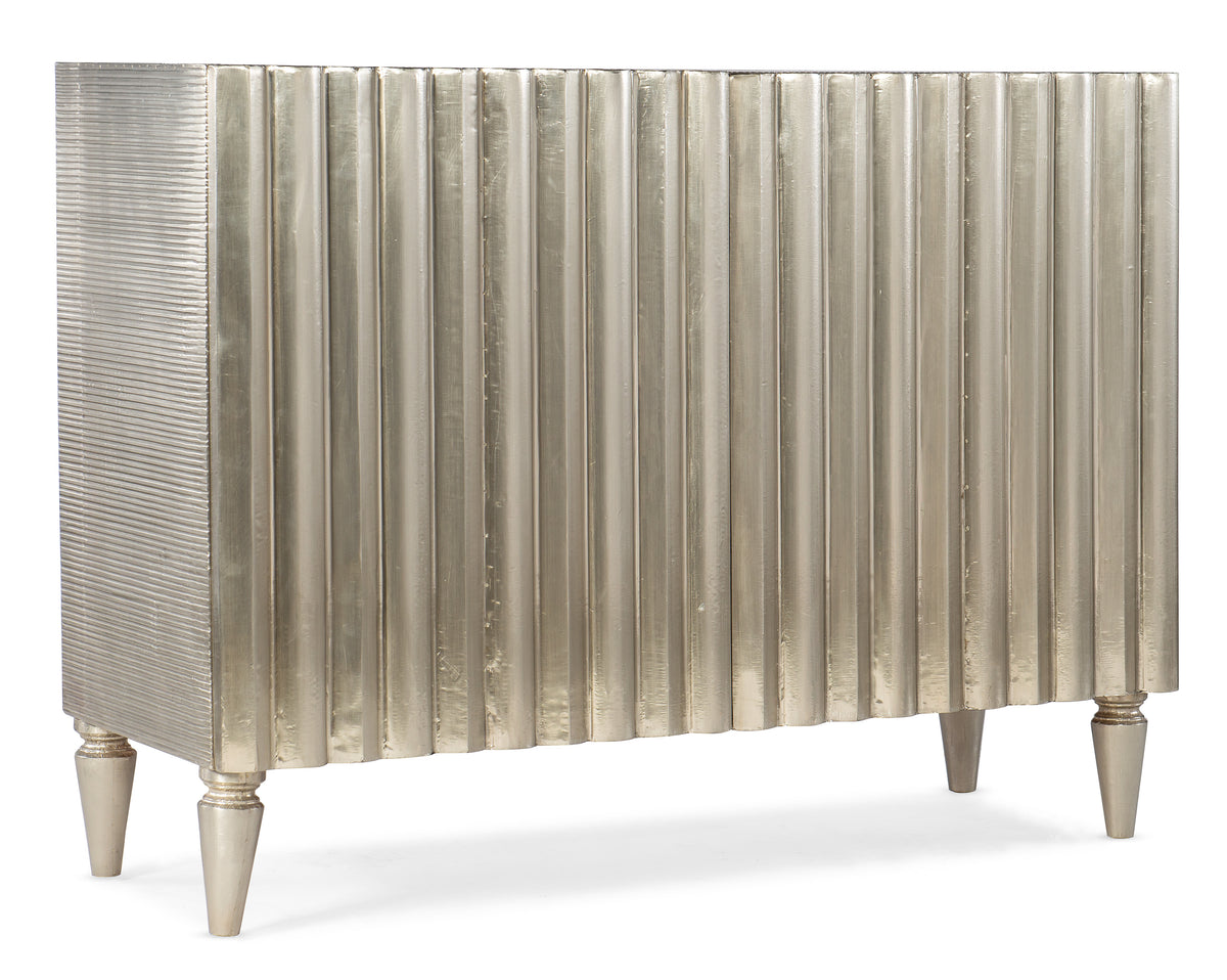 a silver cabinet with legs