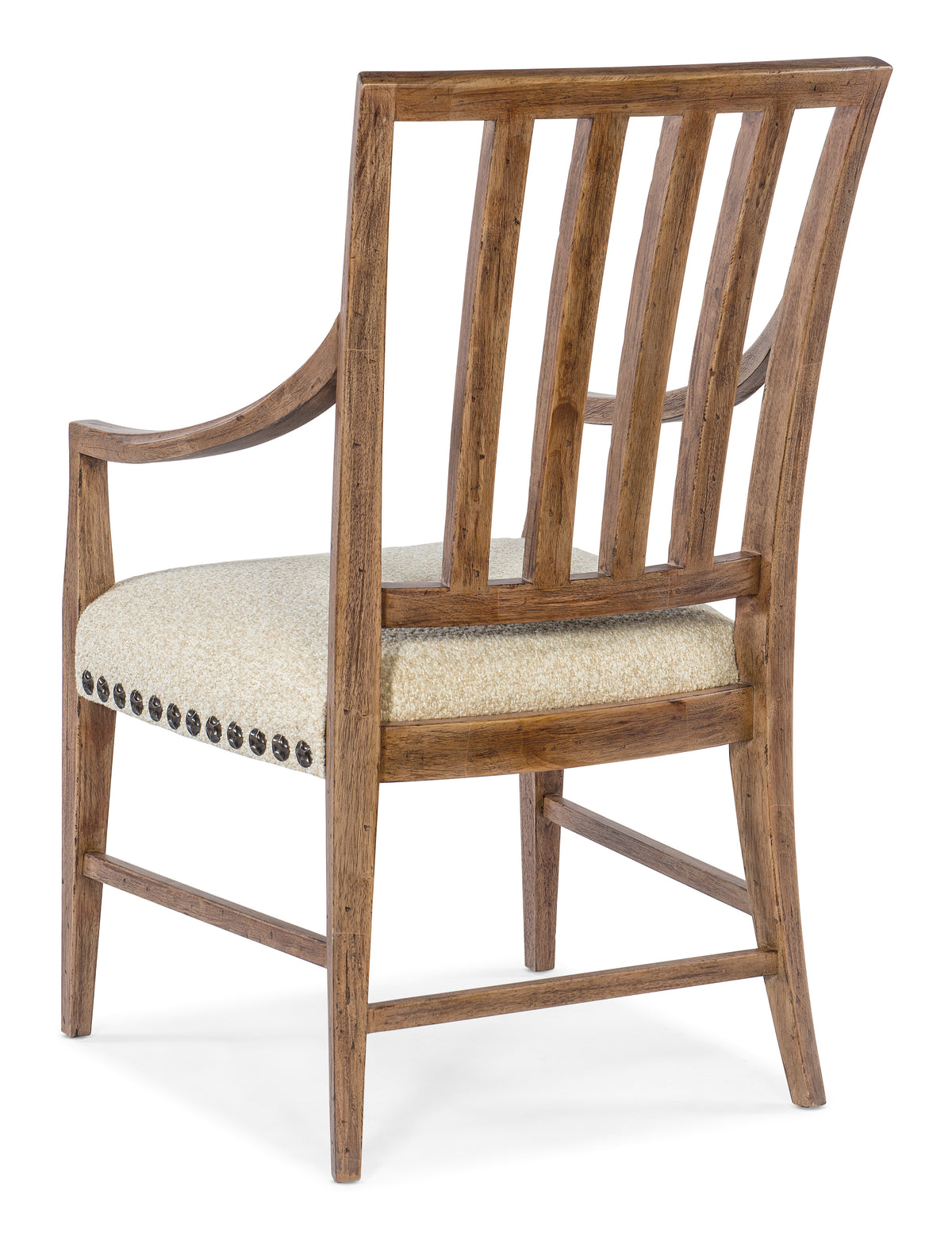a wooden chair with a white cushion
