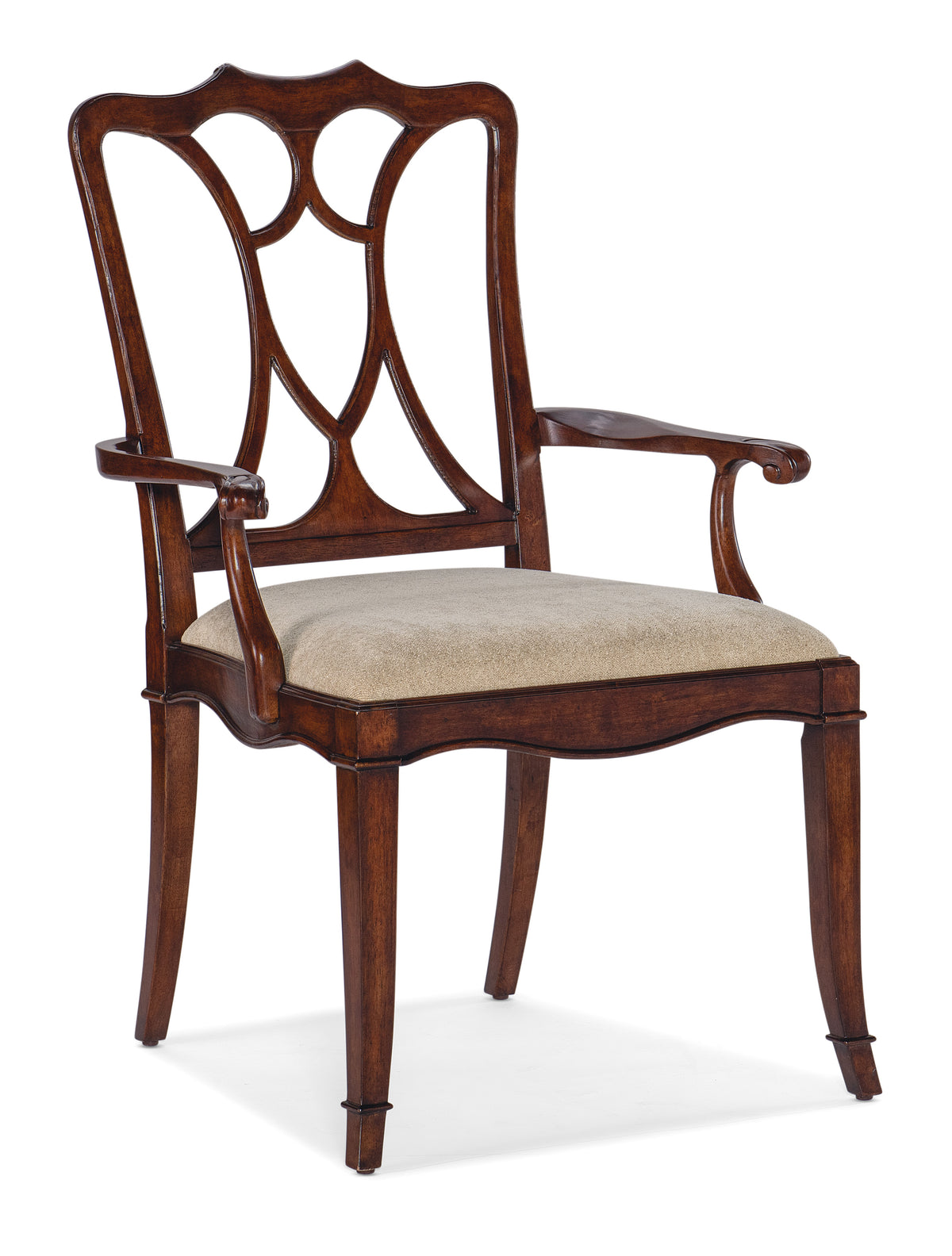 a wooden chair with a cushion
