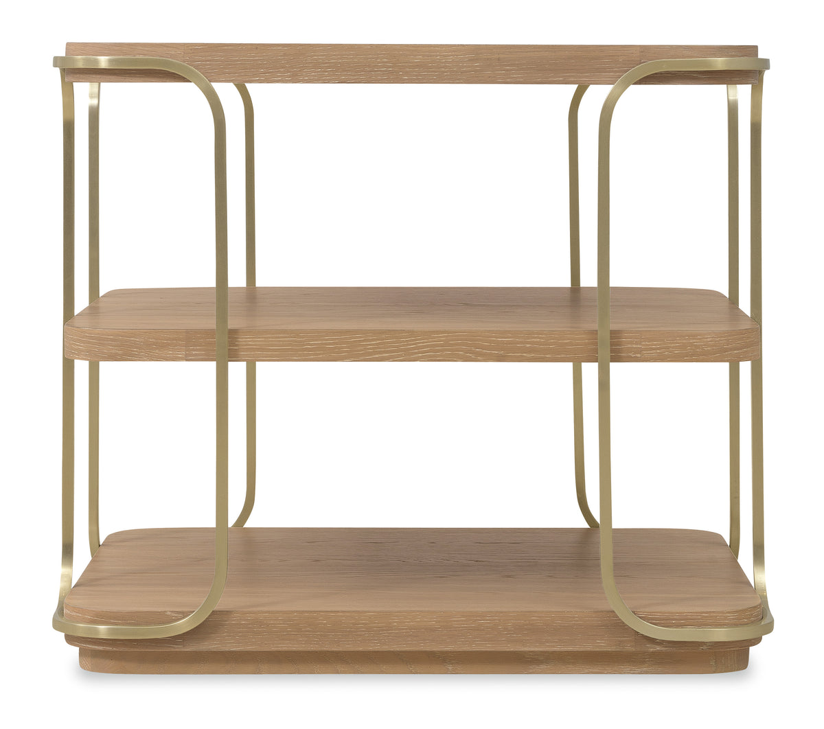 a wood and gold shelf