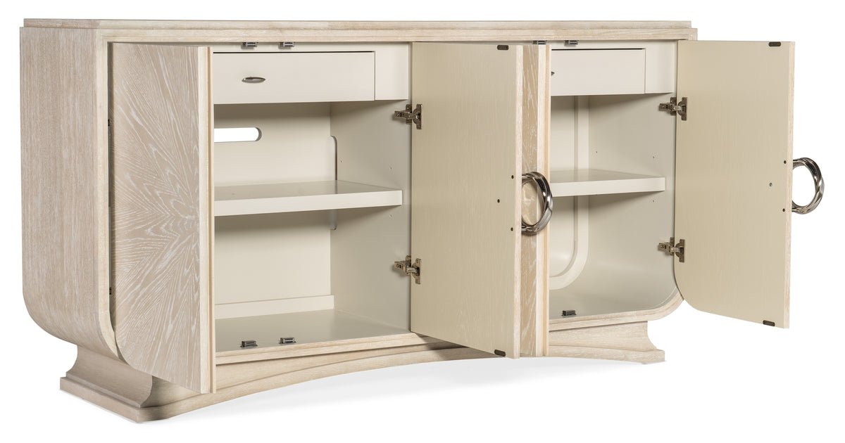 a white cabinet with open doors