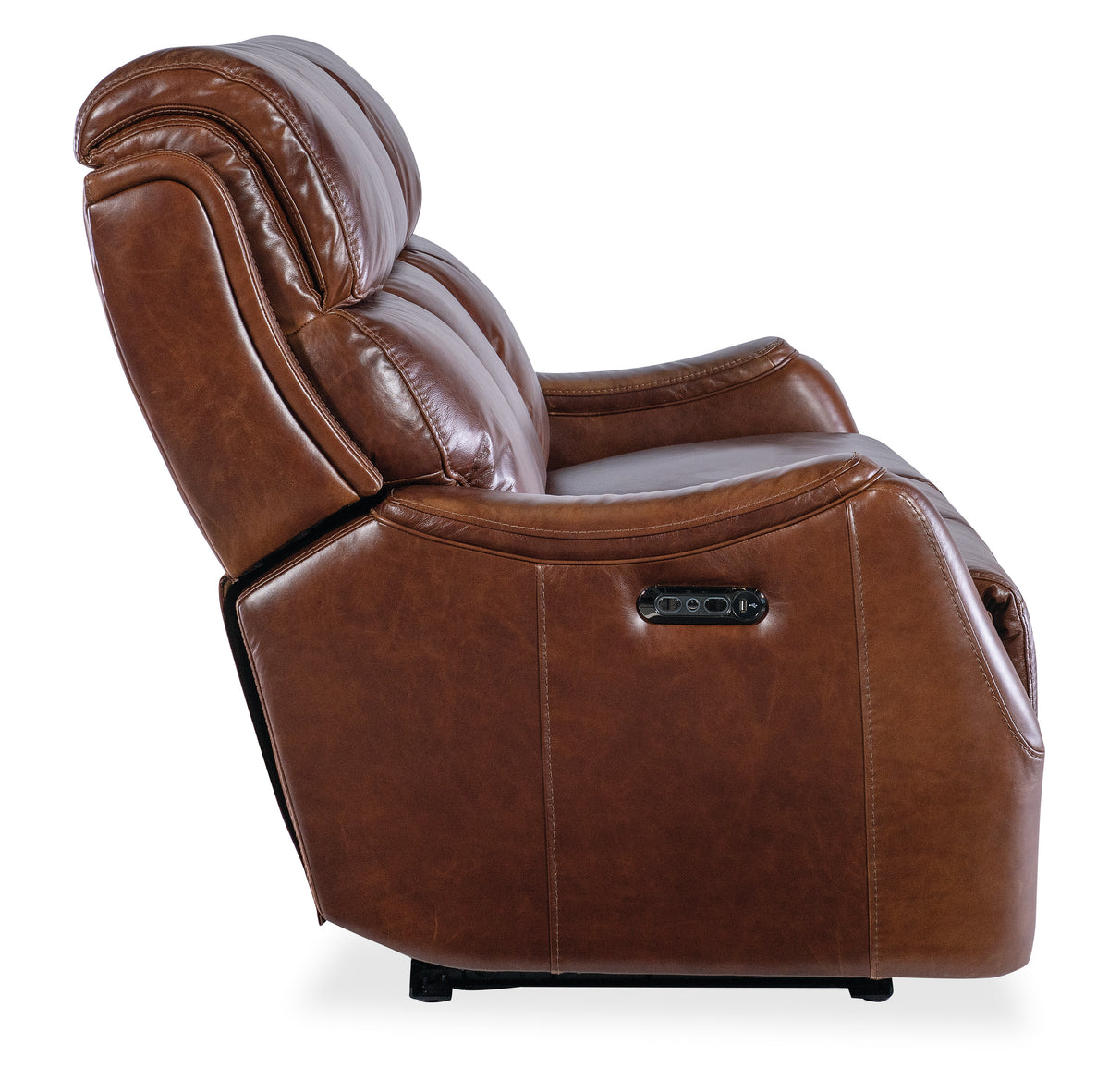 a brown leather recliner chair