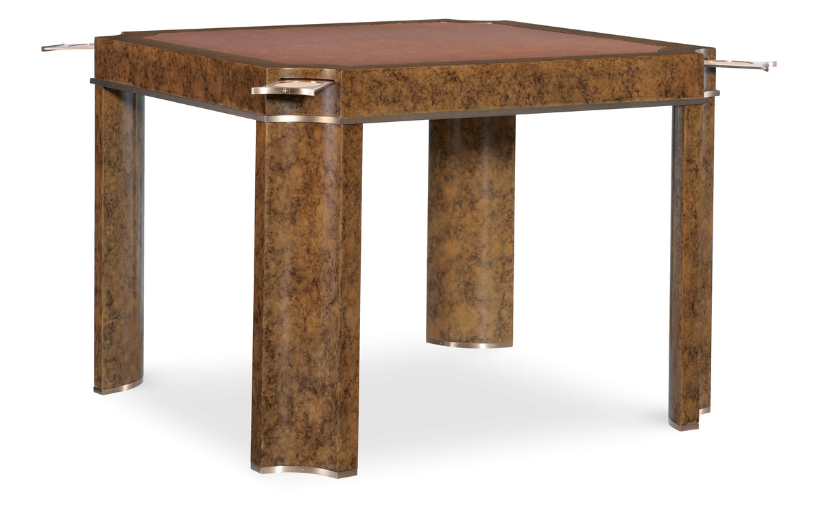 a brown table with a white background