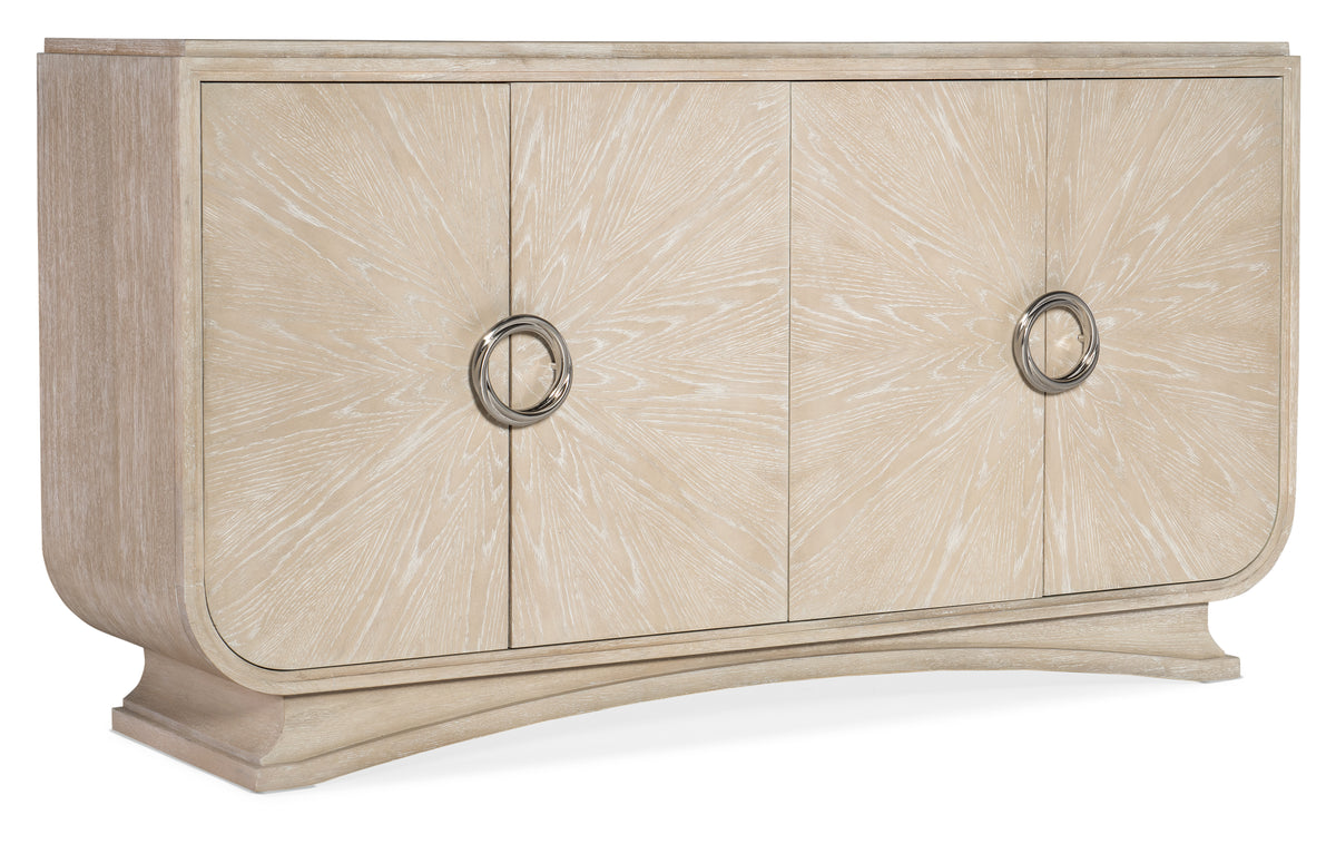 a white cabinet with silver handles