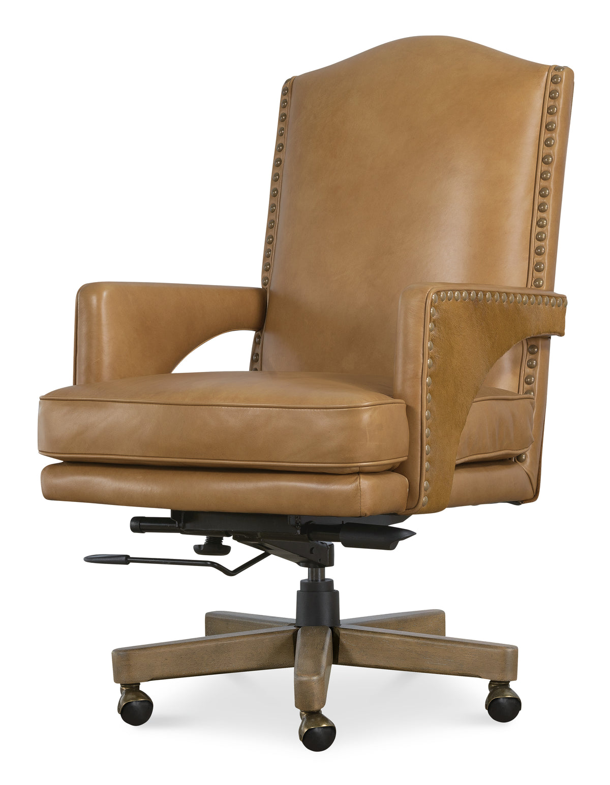a brown leather office chair
