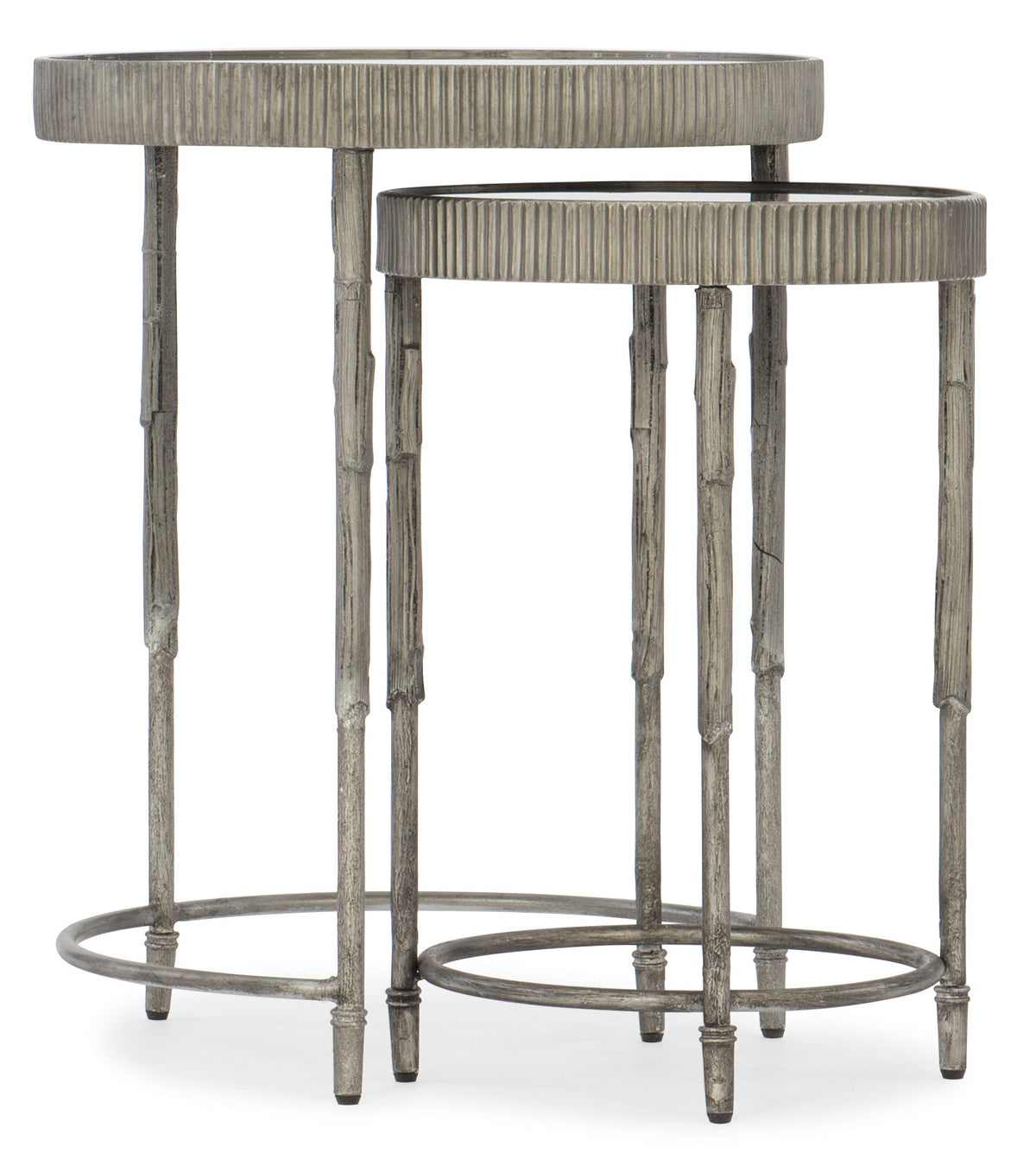 a set of tables with a glass top