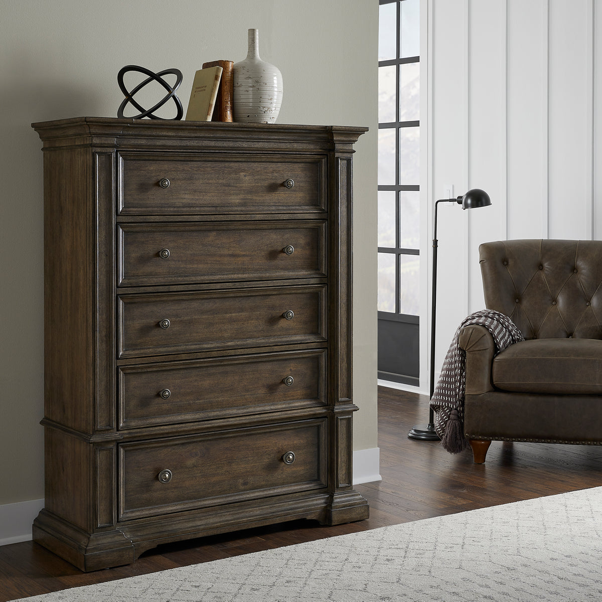 a dresser in a room