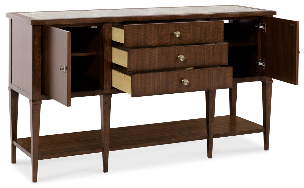 a brown wooden dresser with drawers
