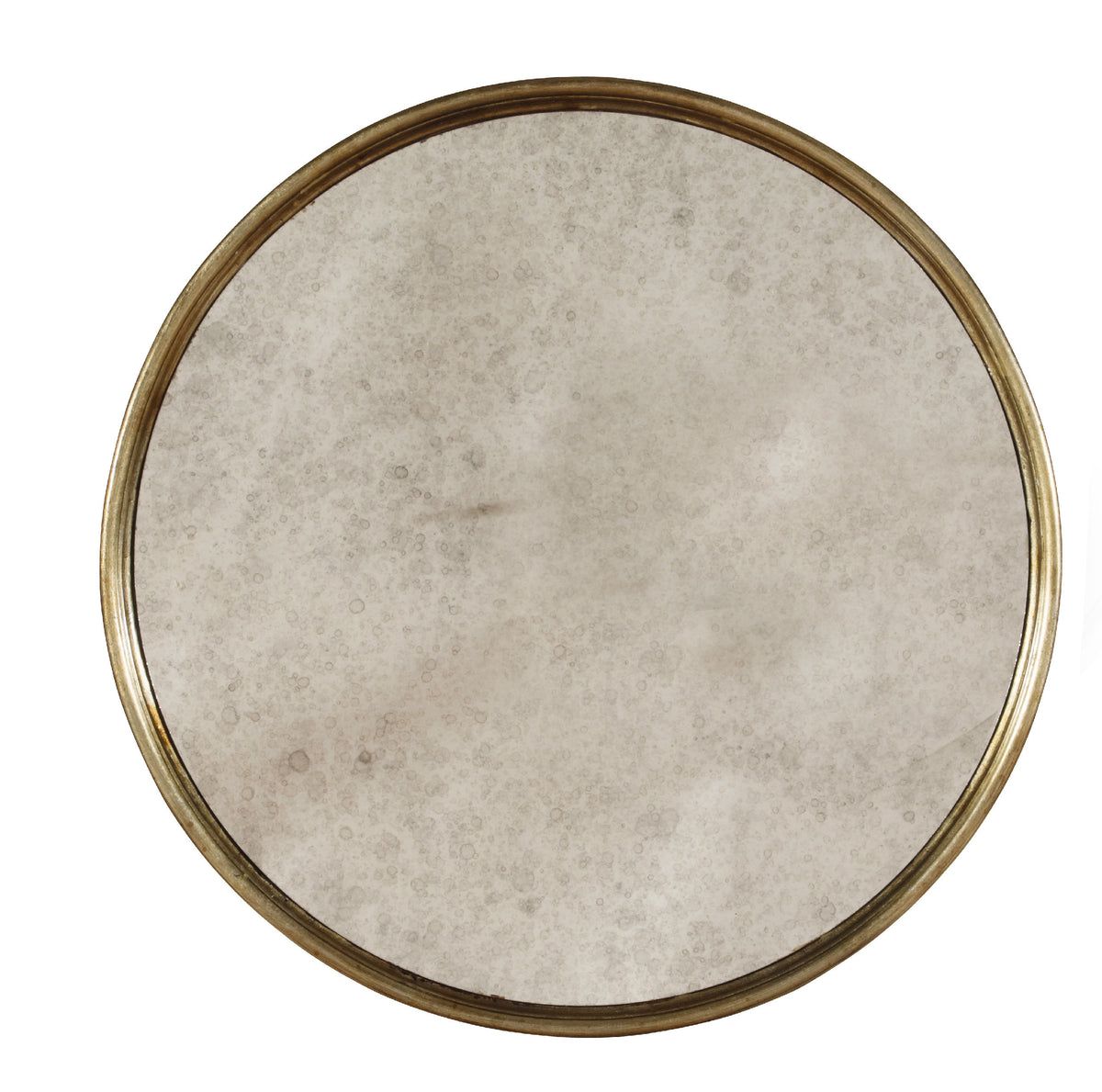 a circular mirror with a gold frame