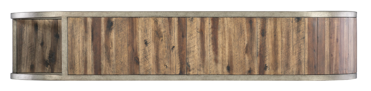 a wooden board with a cement border