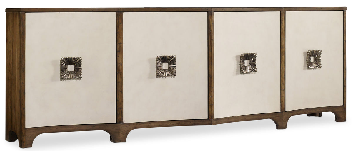 a white and brown cabinet