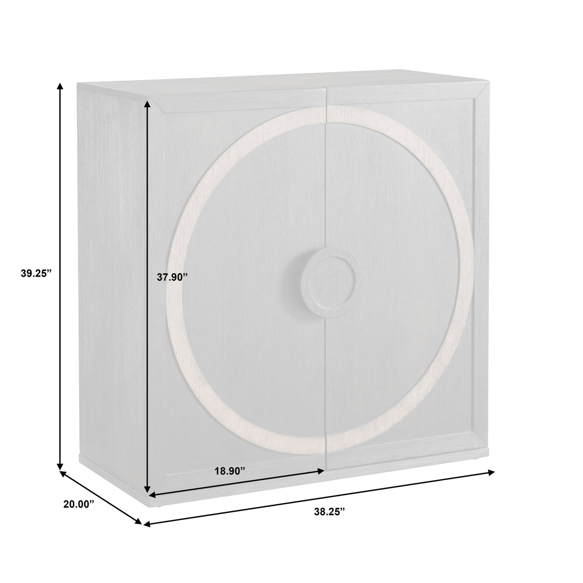 a white cabinet with sizes and measurements