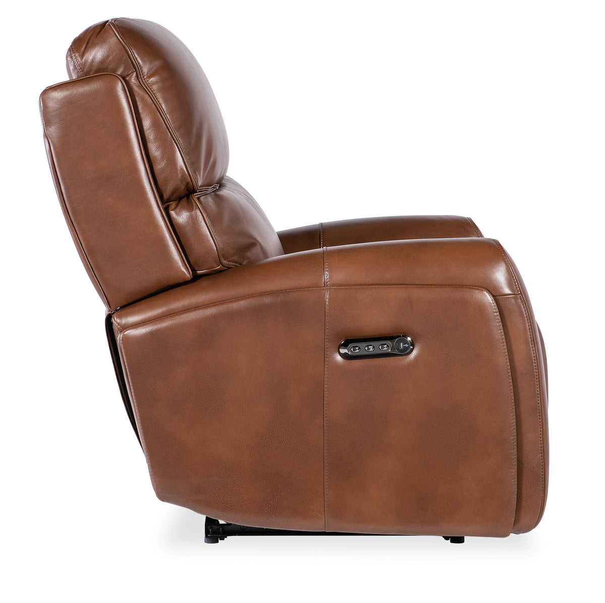 a brown leather recliner chair