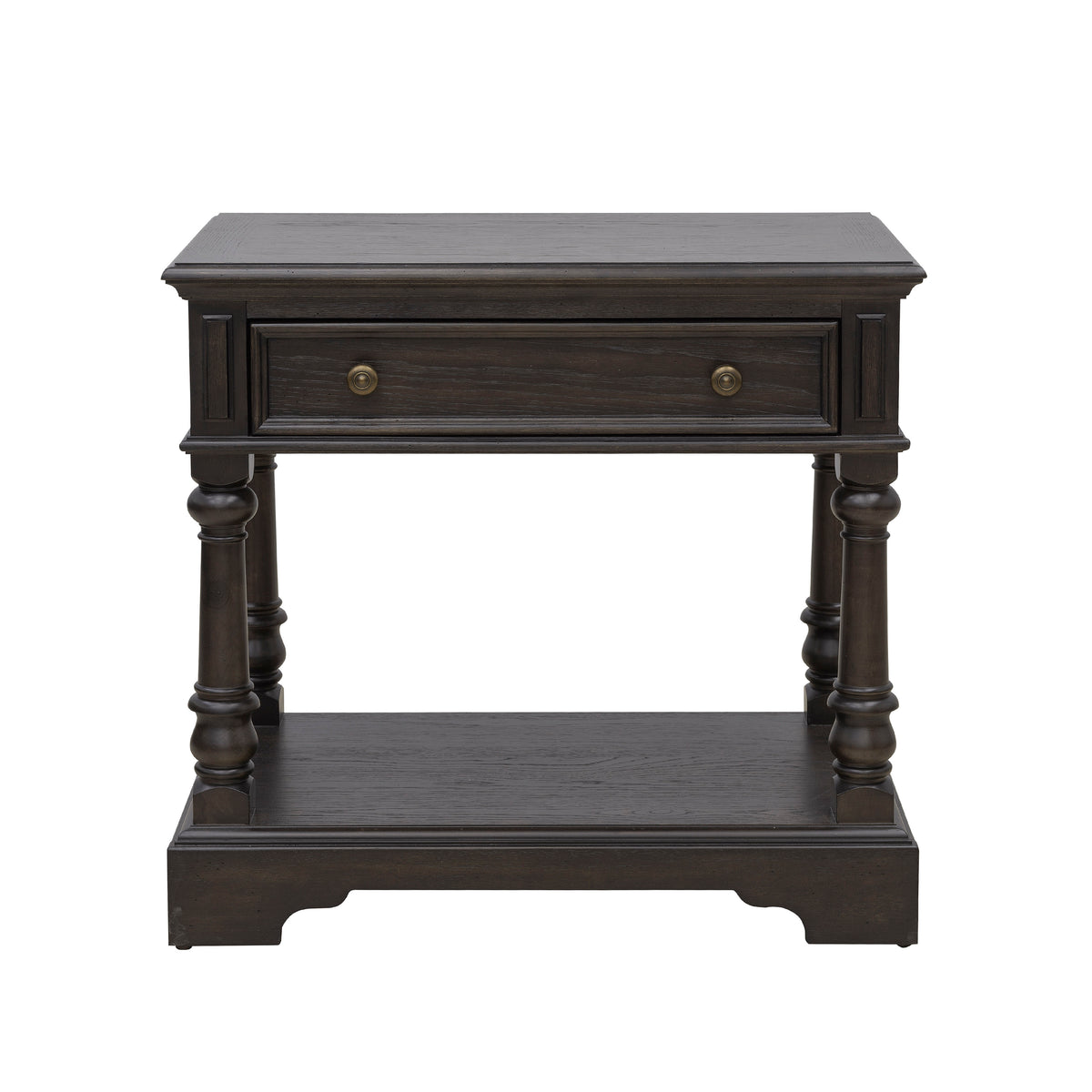 a black table with two drawers