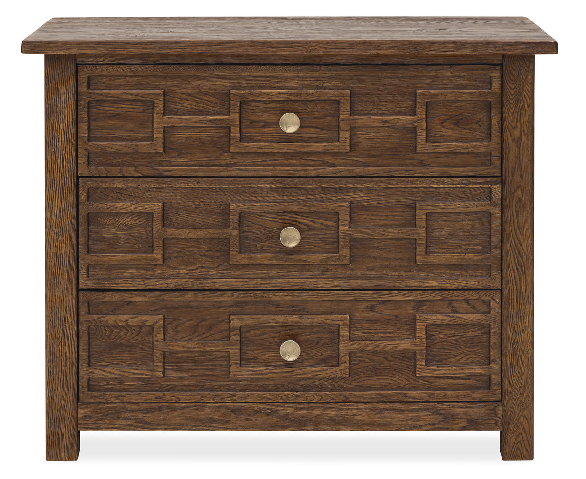 a wooden dresser with drawers