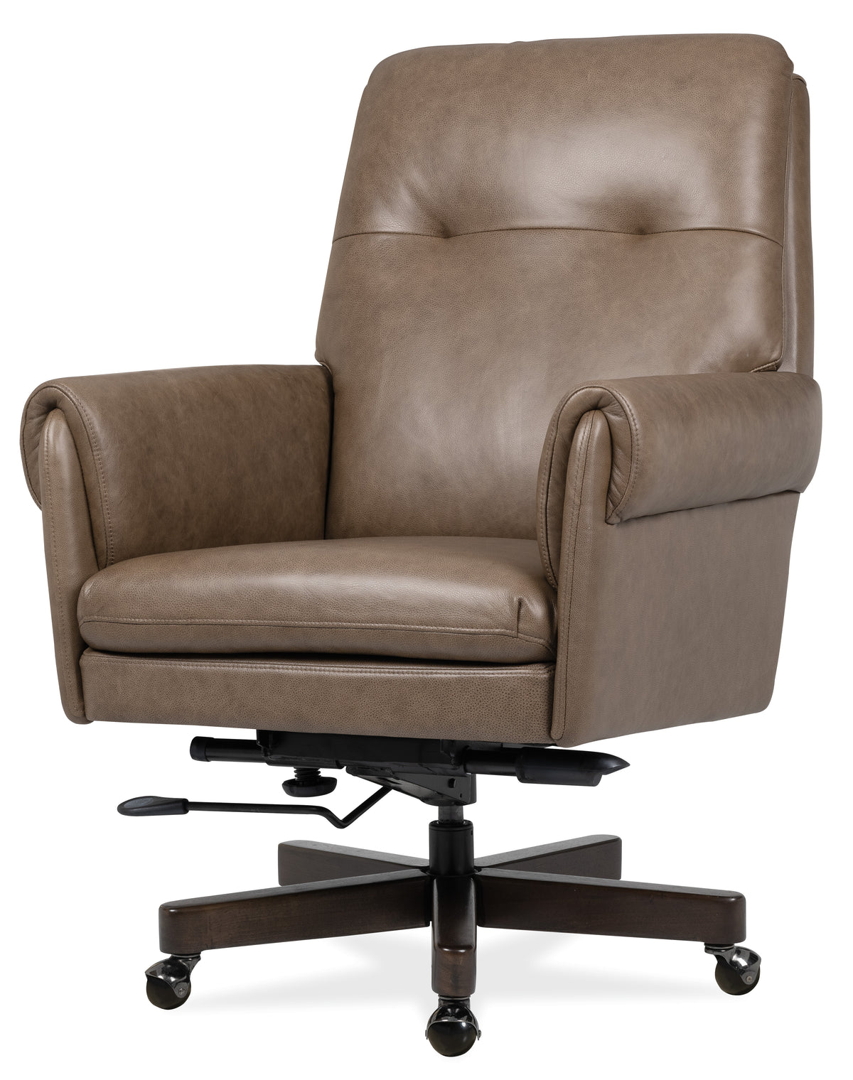 a brown leather office chair