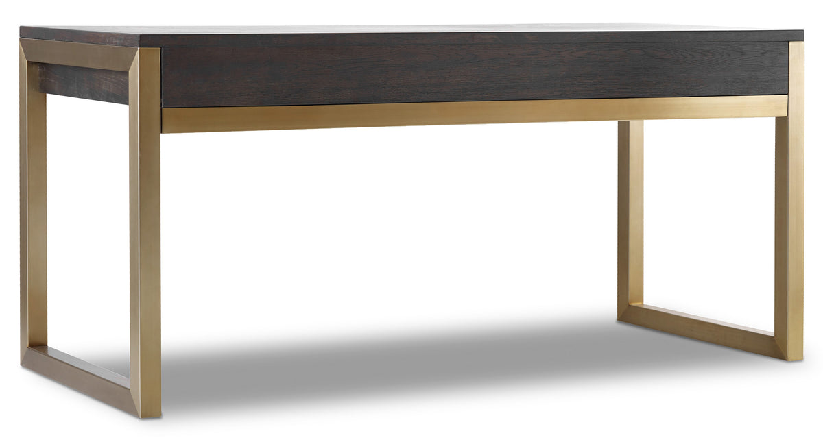 a table with a gold base