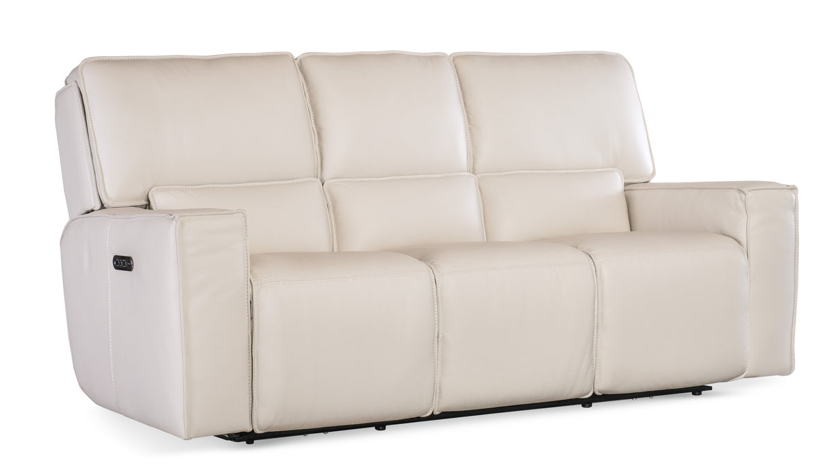 a white couch with black legs