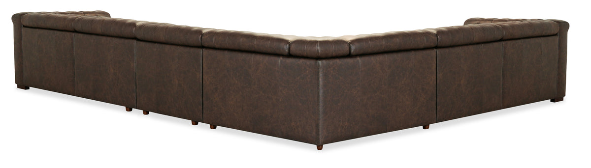 a brown leather couch with a white background