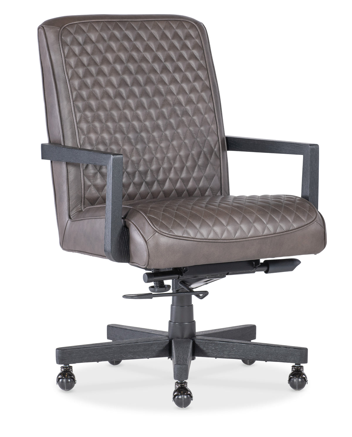 a brown office chair with wheels