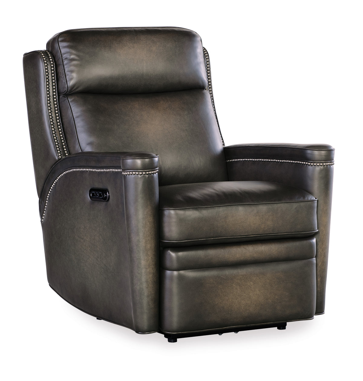 a brown leather recliner chair