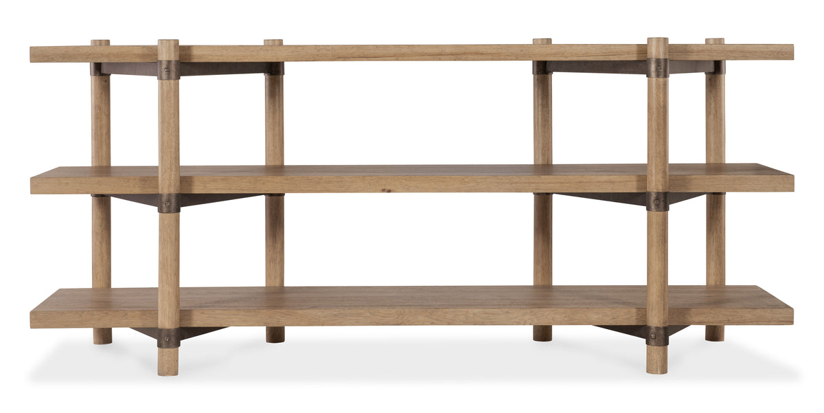 a wooden shelf with a white background