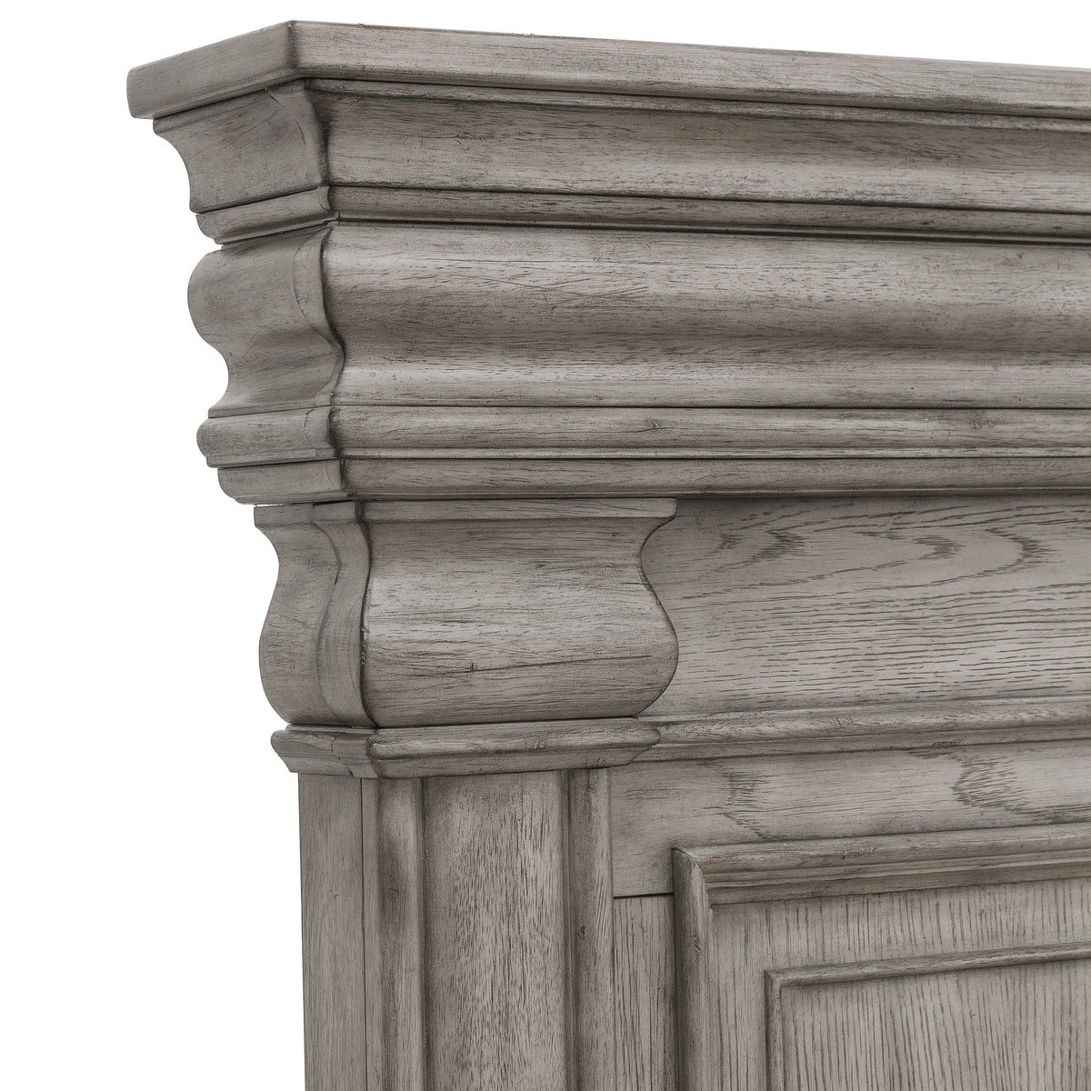 a close up of a wood headboard