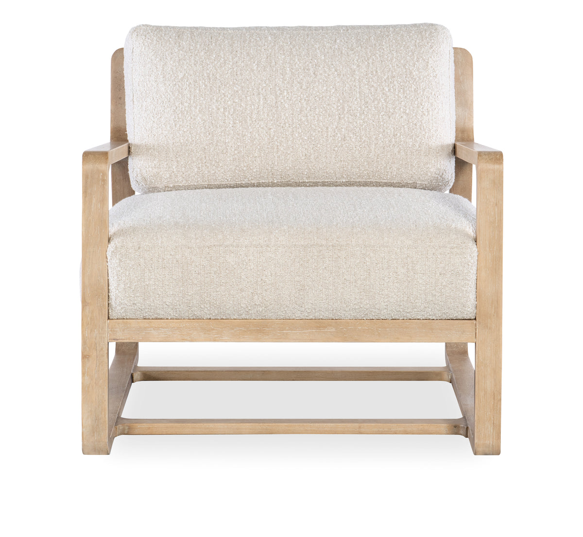 a white chair with a wooden frame