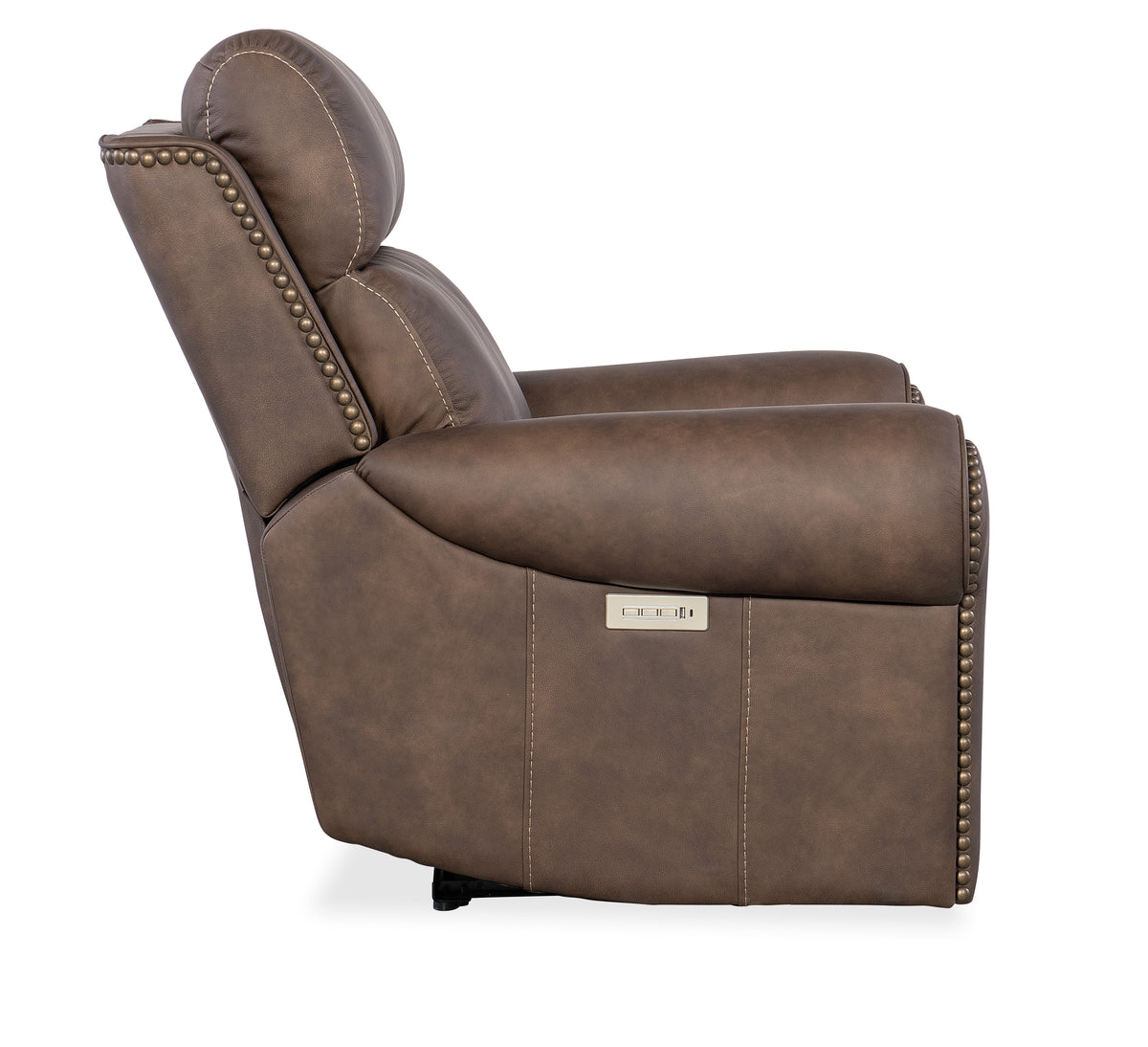 a brown recliner with buttons