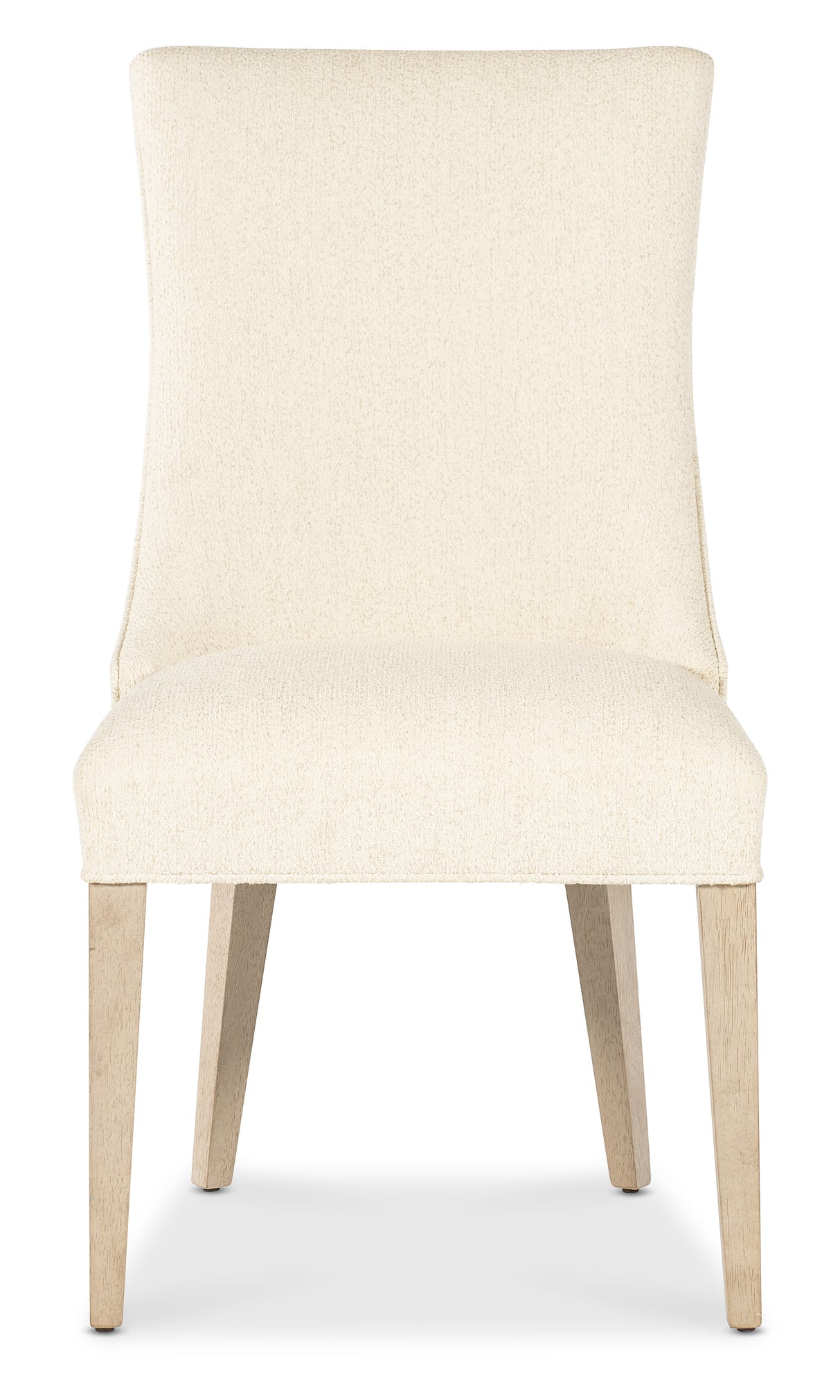 a white chair with wooden legs