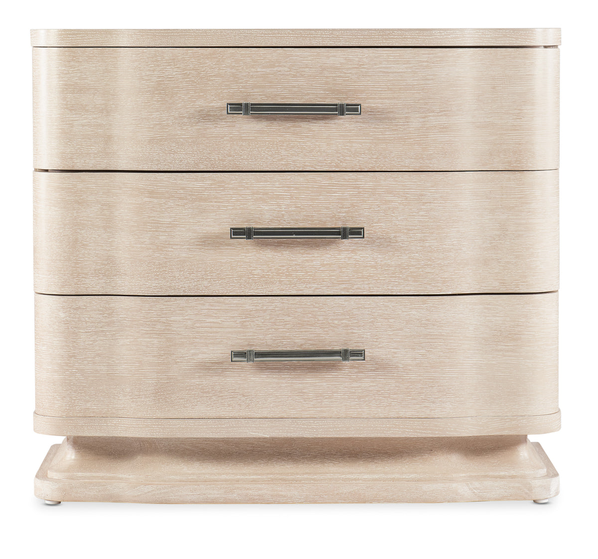 a white dresser with silver handles