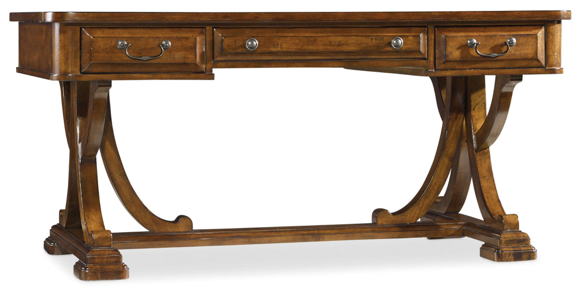 a wooden desk with drawers