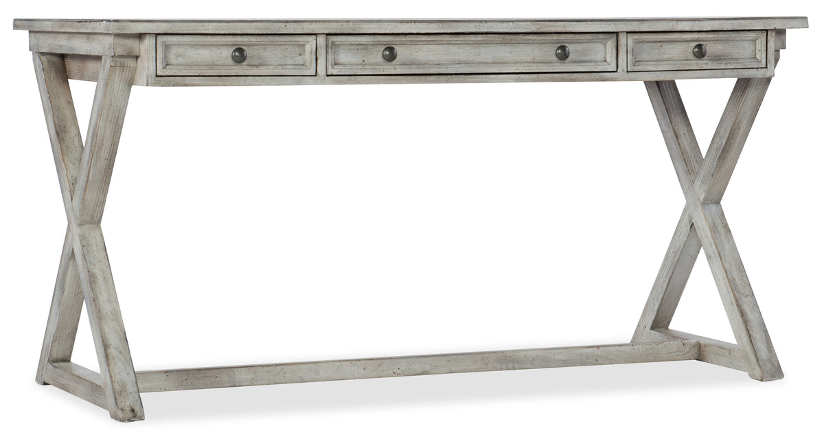 a white table with drawers