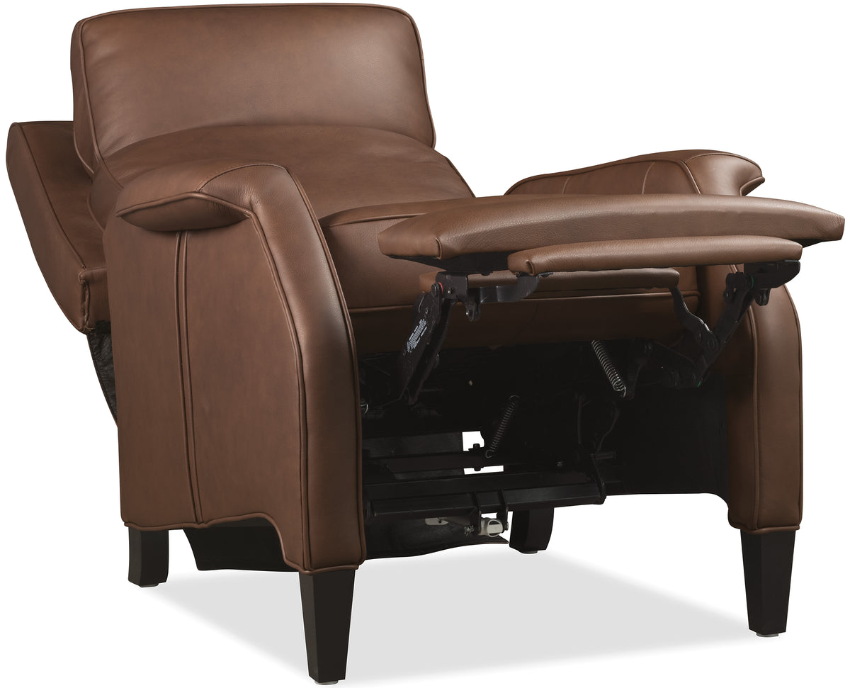 a brown leather recliner chair